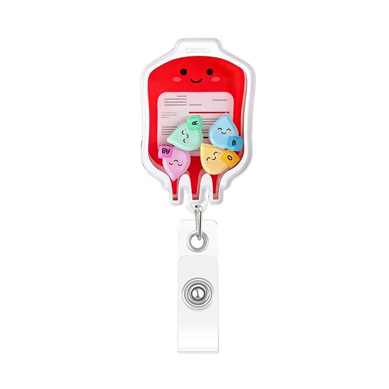 1Pcs Cartoon Medical Retractable Badge Reel 360 Rotating Acrylic Shaker ID Holder for Nurses Daily Work Use