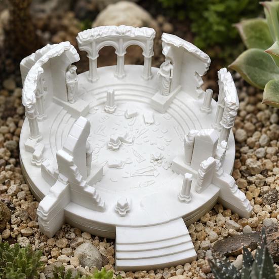 Yousheng Ancient Greek Altar Ruins Statue, Micro Landscape Miniature Model, 3D Printed Architecture Desktop Ornament for Home Office