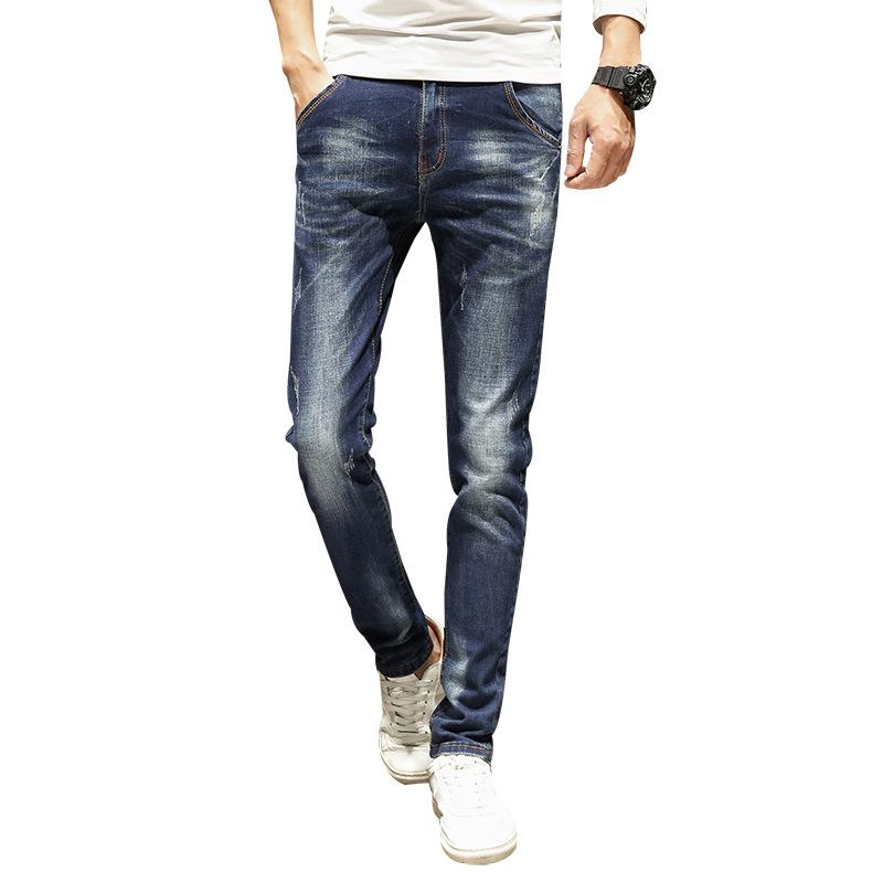 Mobai Cat Scratch Jeans Men's Elastic Slim Fit Men's Pants Hanging Mold Water Wash Korean Small Foot Jeans Men's