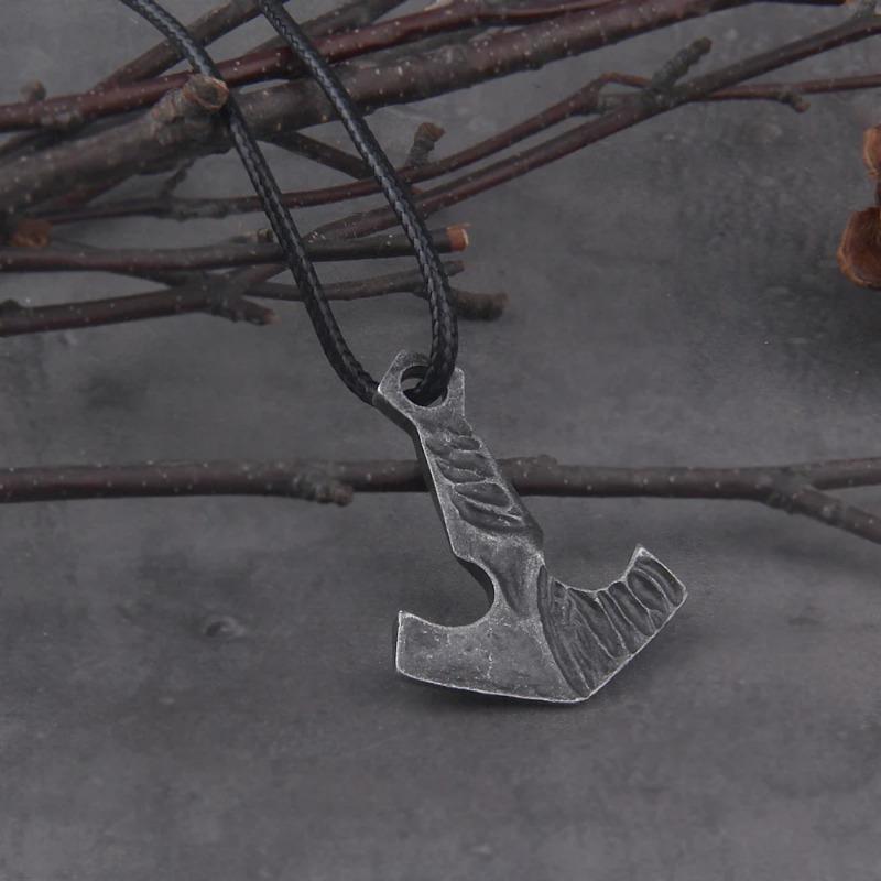 1pcs Thor s Hammer Mjolnir Pendant Necklace Viking Scandinavian Norse Viking Necklace with Cotton Chain