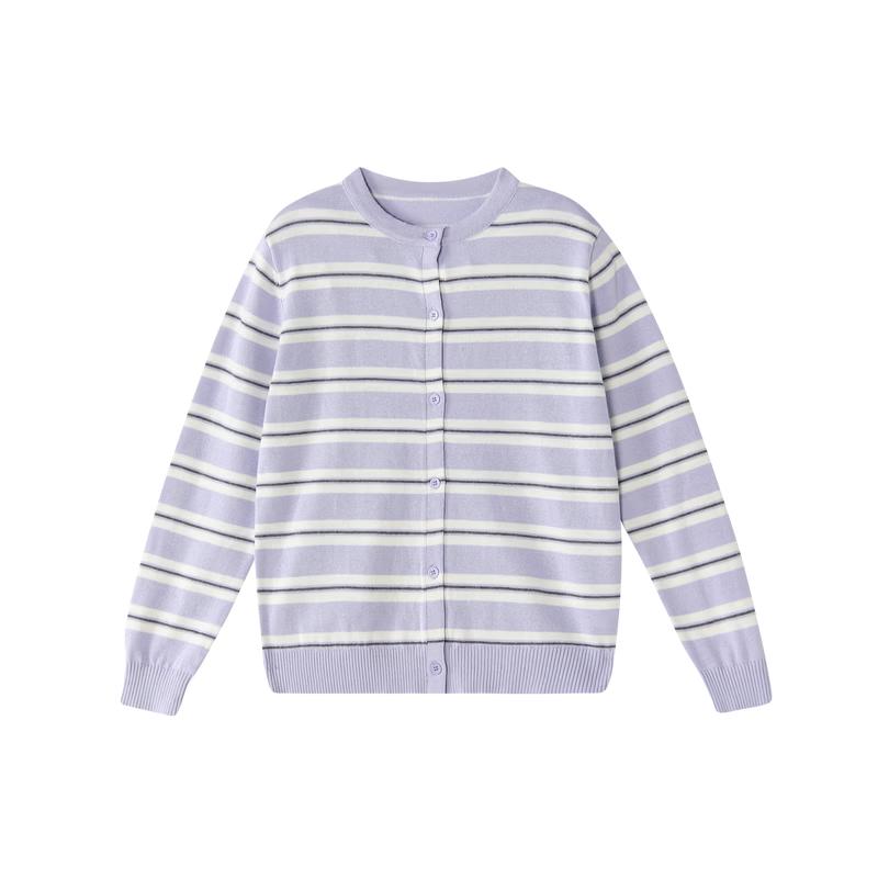 Deesha Girls Striped Round Neck Knit Cardigan 160