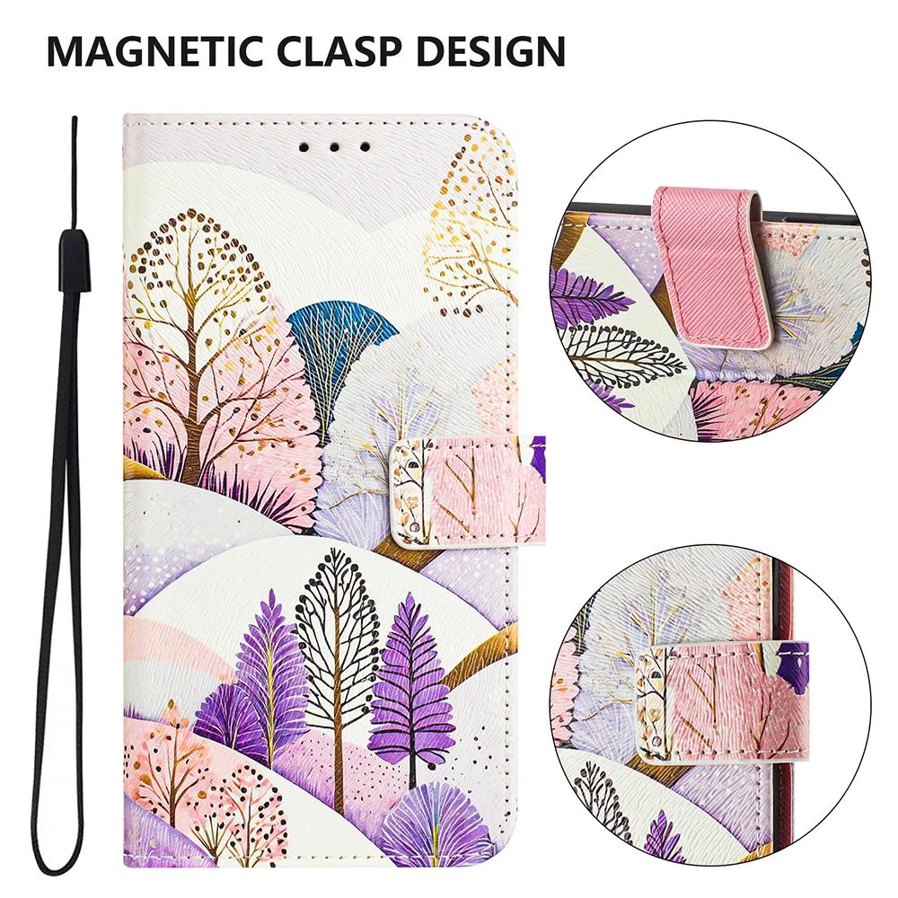 Coloured Drawing Wallet Case for Samsung Galaxy A06 A14 A15 A16 A23 A24 A25 A26 A34 A35 A36 A54 A55 A56 Leather Book Phone Cover