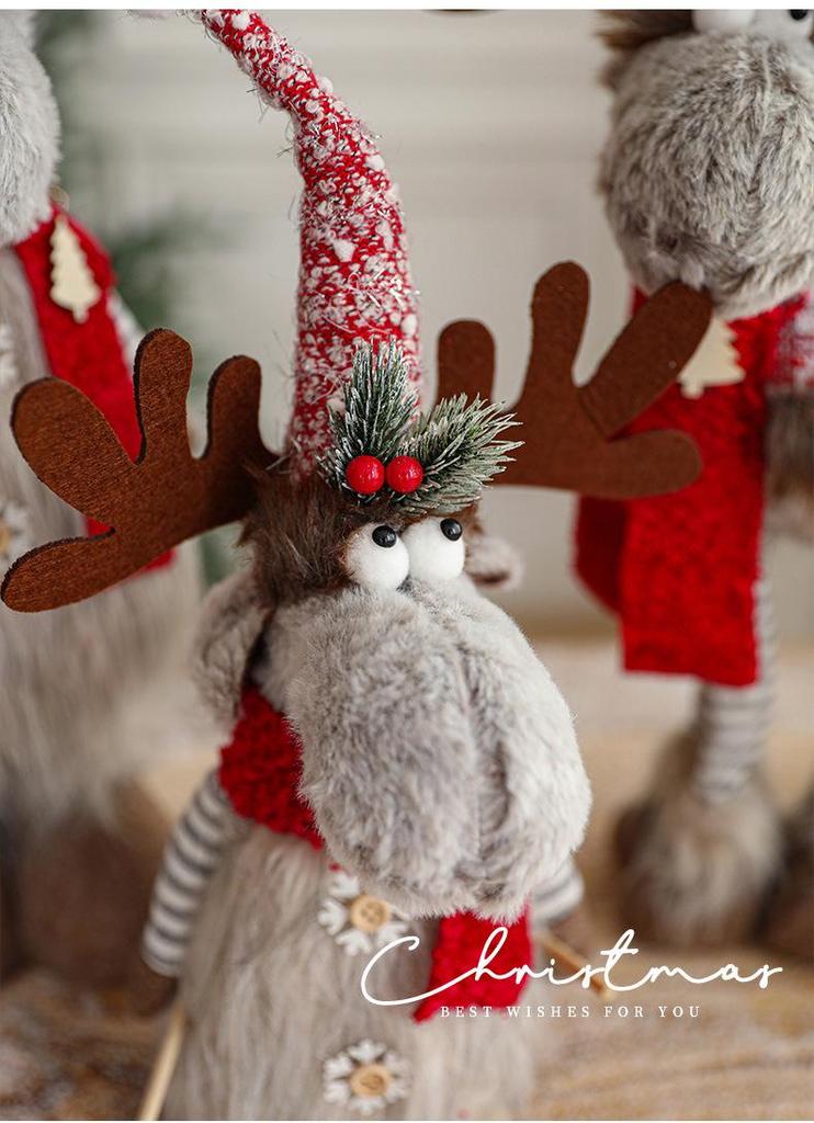 Large Retractable American Cartoon Plush Elk Christmas Ornament Doll