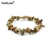 Natural Gemstone Chip Bracelet Amethyst Irregular Stone Beaded Stretch Bangle for Women