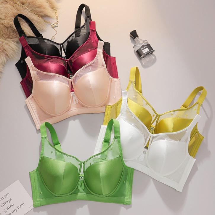 Soft Steel Ring Bra Women's Chest Gathered Red Bra Adjustable Push Up Bra