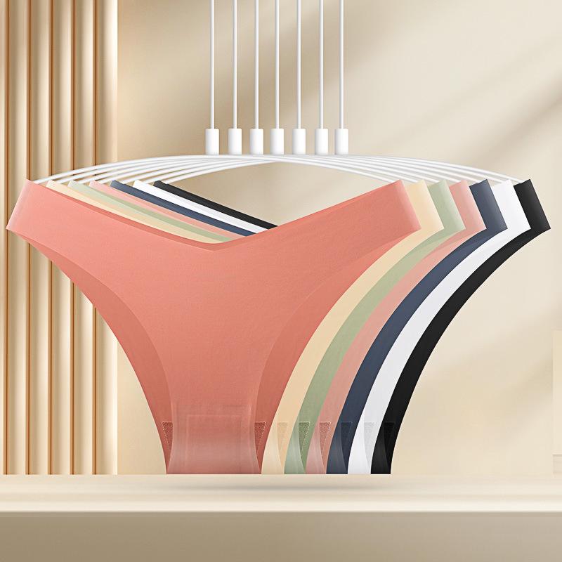 Seamless Ice Silk Mid-Waist Bikini Briefs for Women