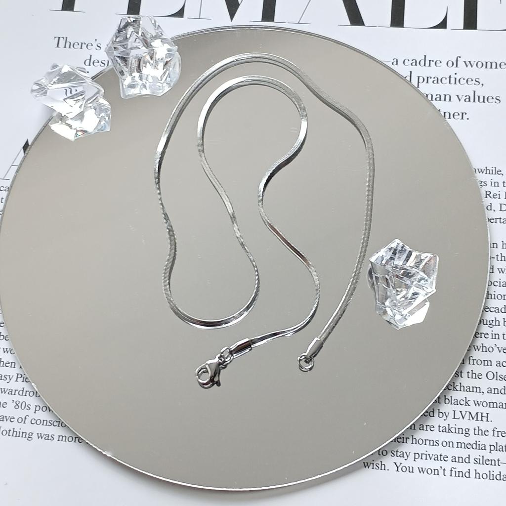 Edelstahl Schlangenblattkette Halskette Flache Kette Schmuck Männer Frauen Geschenk DIY Zubehör