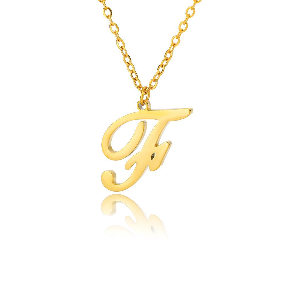 Women Stainless Steel 18K Gold Plated Letter Name Pendant Collarbone Chain