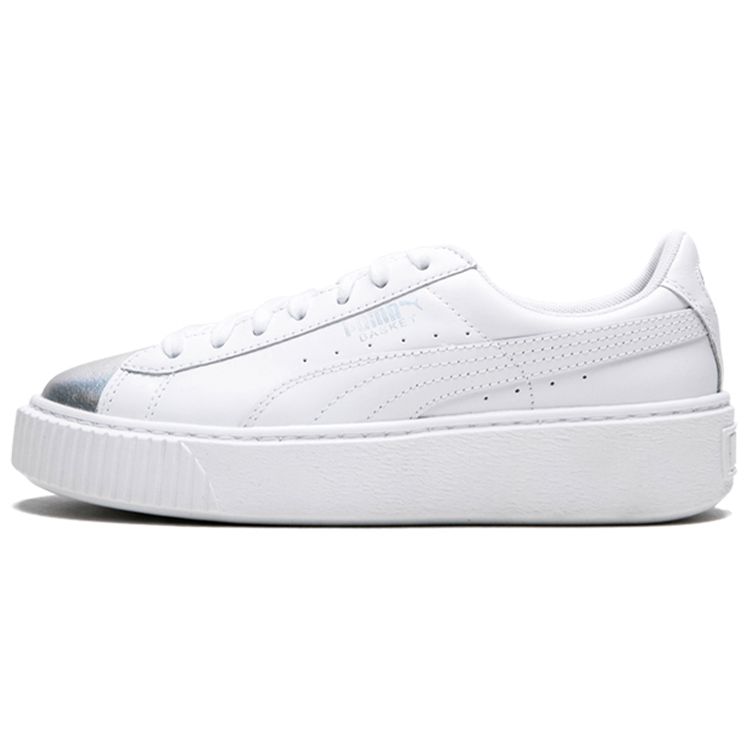 Puma  Basket Platform Iridescent Women Sneakers White Bluefish 364525-01 35.5
