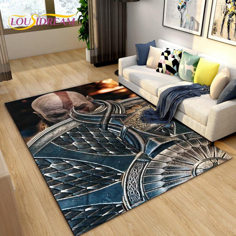 God of War Game Gamer  Area Rug Large,Carpet Rug for Living Room Bedroom Sofa Doormat Decoration,Kids Play  Non-slip Floor Mat