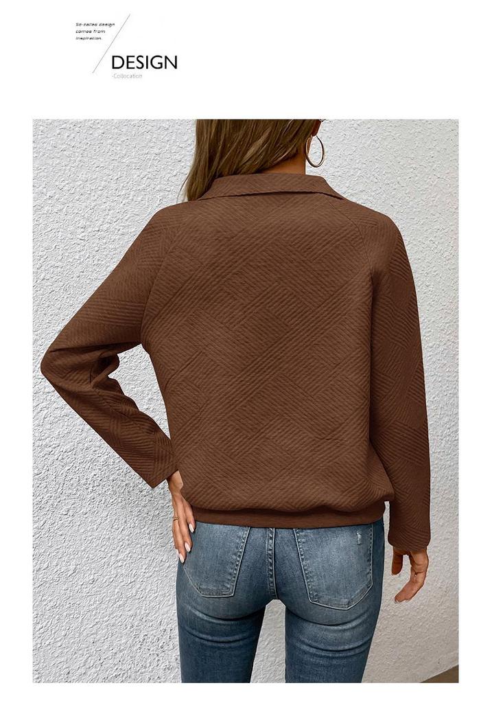 European Trendy Long-Sleeved Textured Hoodie - Women's Casual Autumn Wear