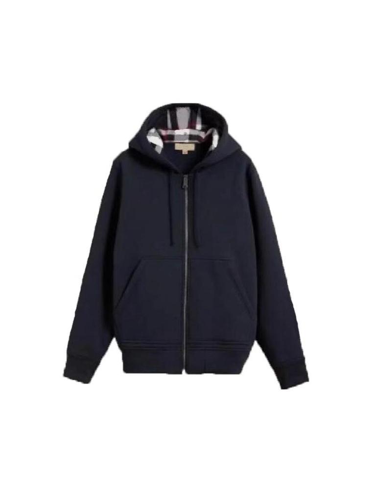 High-Quality British Style Men's Hooded Fleece Sweatshirt for Spring/Autumn, Zipper Cardigan, Customizable Logo, 3D Design, In Stock.