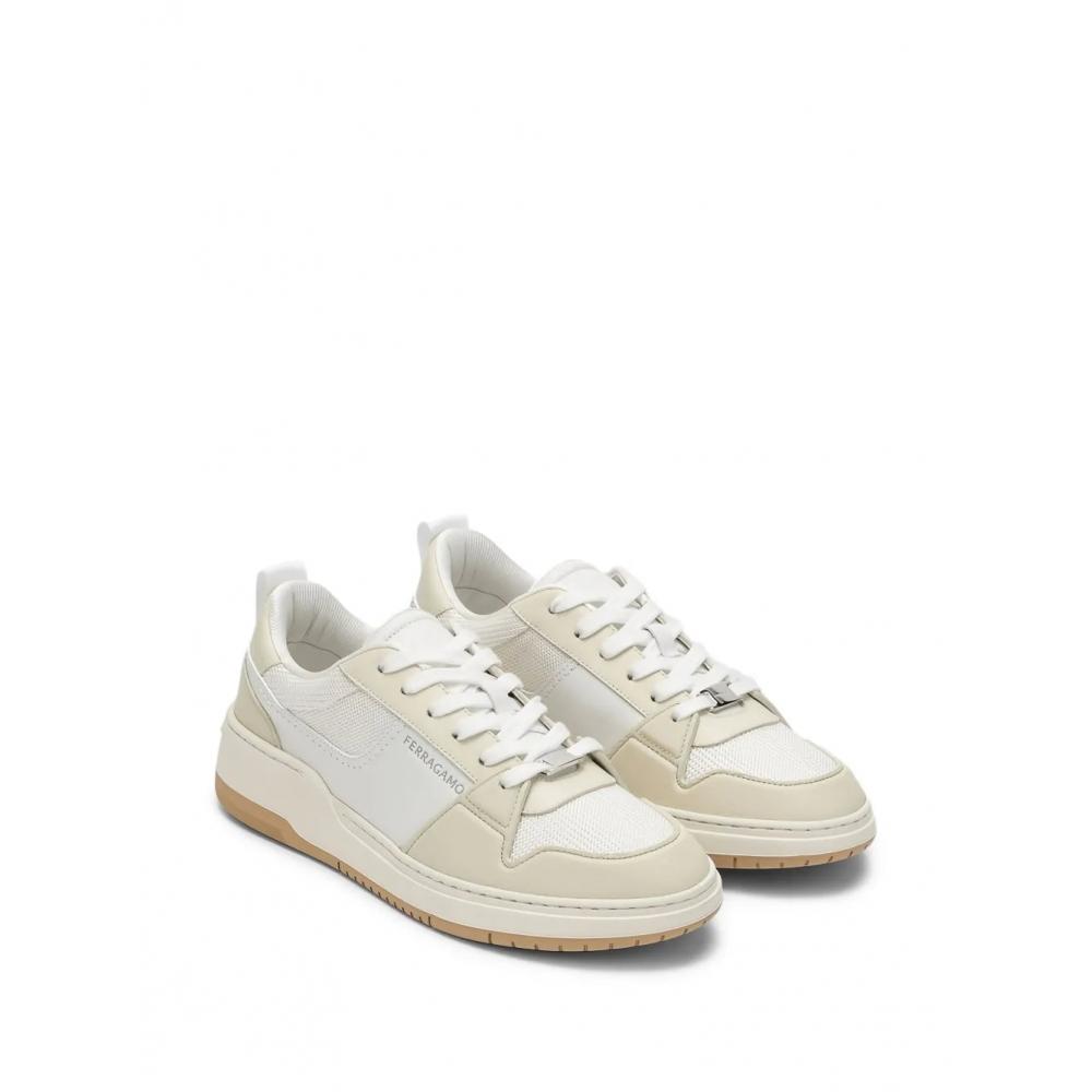 Salvatore Ferragamo Ferragamo Leather Panelled Sneakers White