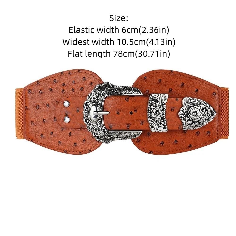 Boucle Rétro Sculptée Réglable Ceinture Élastique à la Taille Ceinture à Boucle Métallique Accessoire de Taille