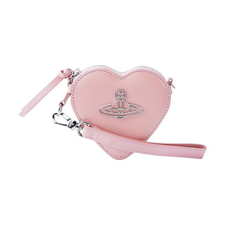 Vivienne Westwood Saturn Logo Zip Closure Leather Wristlet Clutch Women clutch Pink 53030023L0038G401