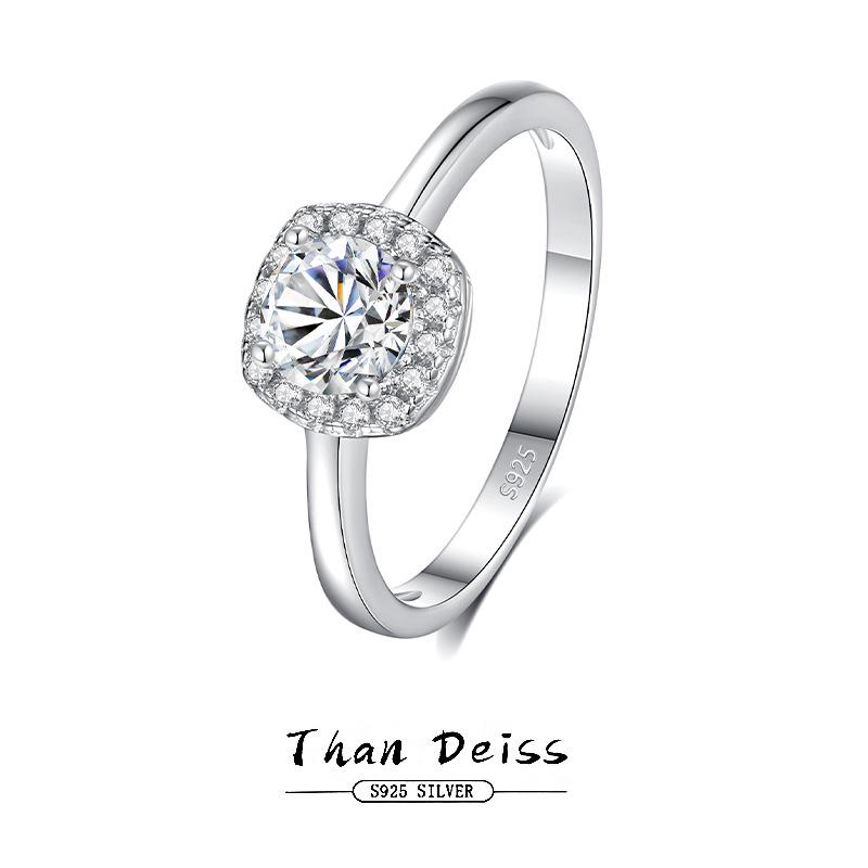 

Кольцо-паве из муассанита 0,5 карата из стерлингового серебра 925 пробы для женщин - Нишевое свадебное украшение класса люкс в подарок Size 5