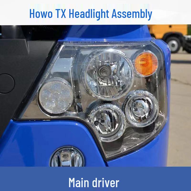 Black Gold Headlight Assembly for SITRAK Howo T7H/T5G/TX with Turn Signal & Daytime Running Lights