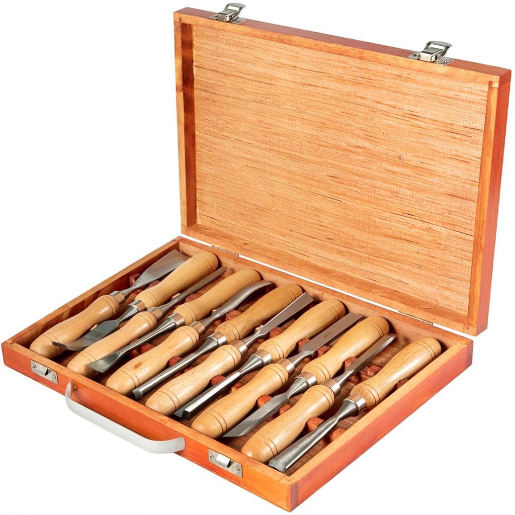 Wood Chisel Sets 12pcs Lathe Chisels 3-3/4Inch /95MM Woodworking Chisels 9Inch Wood Lathe Tools Wood Chisels Lathe Tools for Wood Carving Root Carving