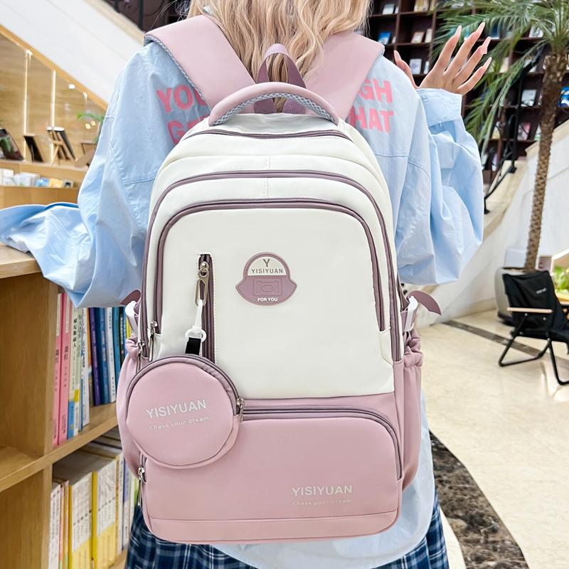 Lightweight Contrast Backpack Student Schoolbag Large Capacity Backpack