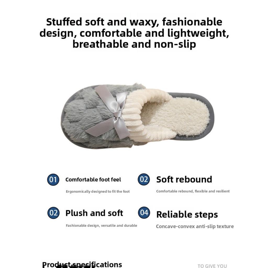 Plyšové pantofle pro ženy na podzim a zimu, vhodné pro páry k domácímu použití. Vnitřní teplé a protiskluzové plyšové bavlněné pantofle