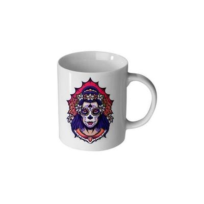 Keramiktasse - MANIACASE - Mexikanischer Totenkopf - 30cl - Spülmaschinenfest - Weiß