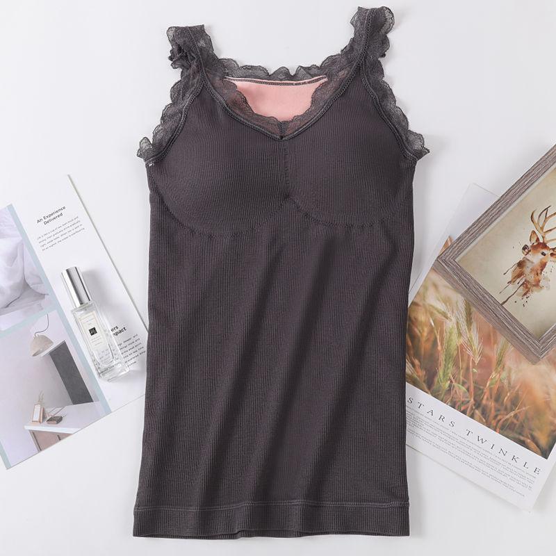 Autumn and Winter Bear Fairy Thermal Underwear Elastic Slim Bottom Vest Fleece Thickened Thermal Top Suspender Large Size