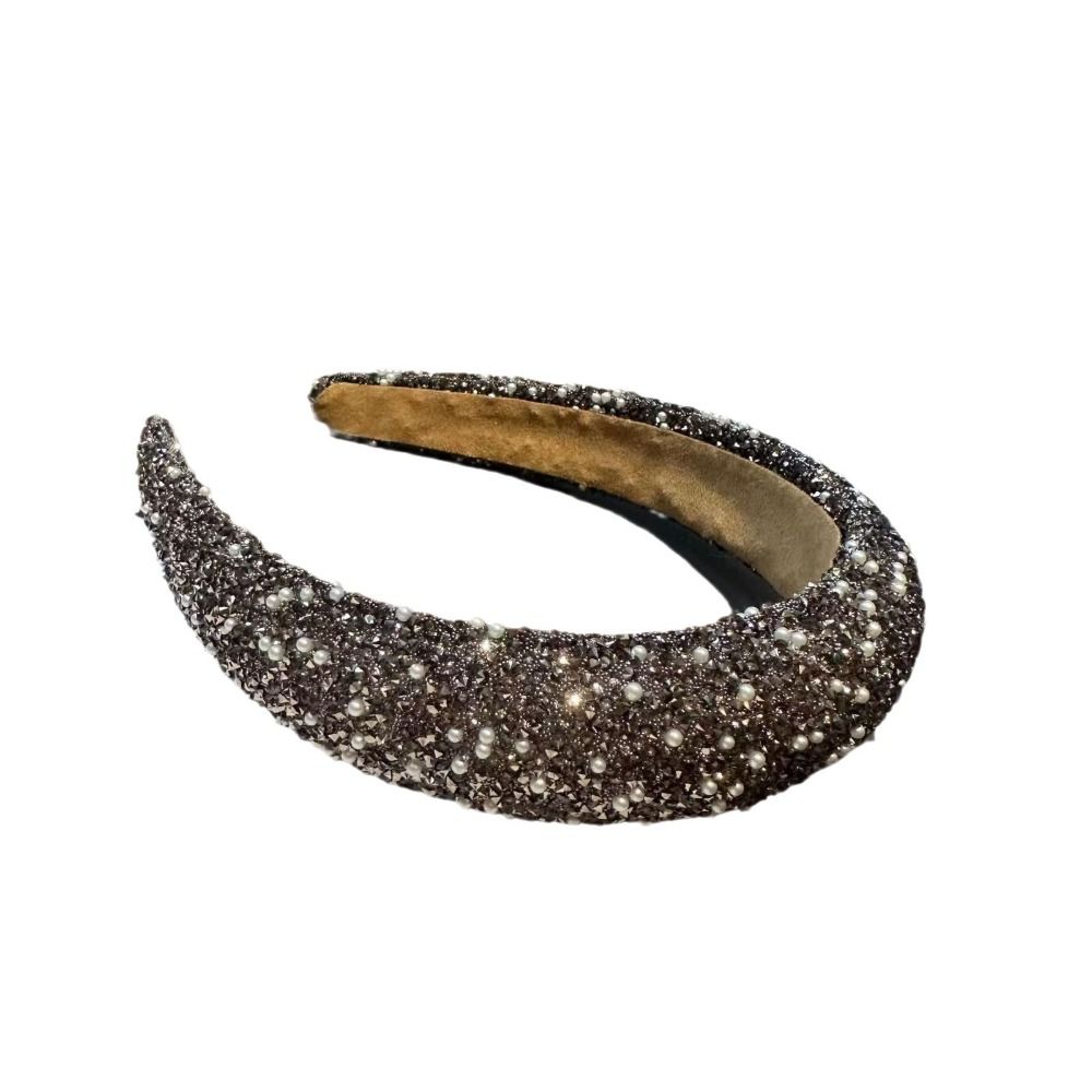 Bling Bling Kristall Perlen Stirnband Grau Silber Schwarz Kopf Fassung Funkelnder Haarreif Damen Mädchen