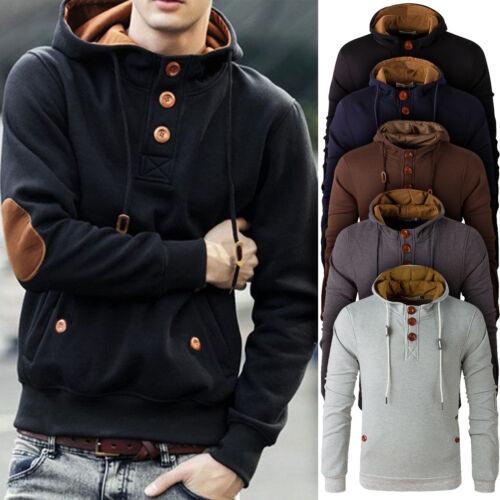 Mens Cowl Winter Neck Hooded Sweatshirt Coat Jacket Outwear Sweater Tops Jumper