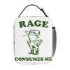Rage Is Consuming Me Funny Cat Kitten Meme Humor Lunch Bag Casual Lunch Box Portable Insulated Thermal Lunch Bags Cooler Bag