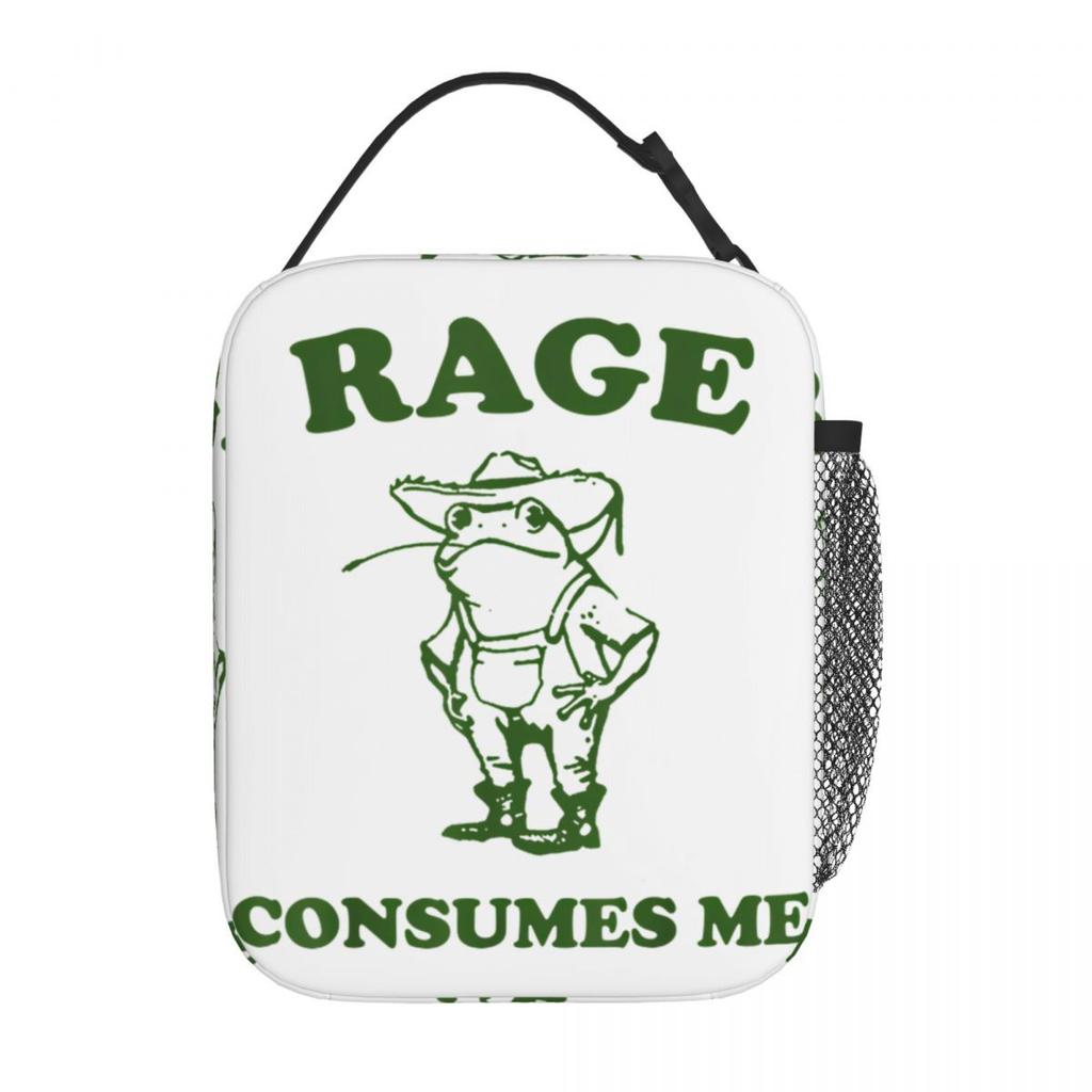 Rage Is Consuming Me Funny Cat Kitten Meme Humor Lunch Bag Casual Lunch Box Portable Insulated Thermal Lunch Bags Cooler Bag