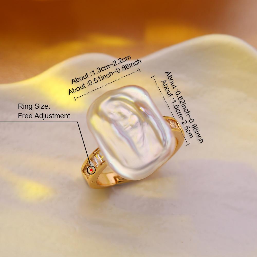 SENIKO 12-16mm Natural Freshwater Pearl Rings For Women Fashion Female Cubic Zirconia CZ Ring Pearl Jewelry Adjustable Ring