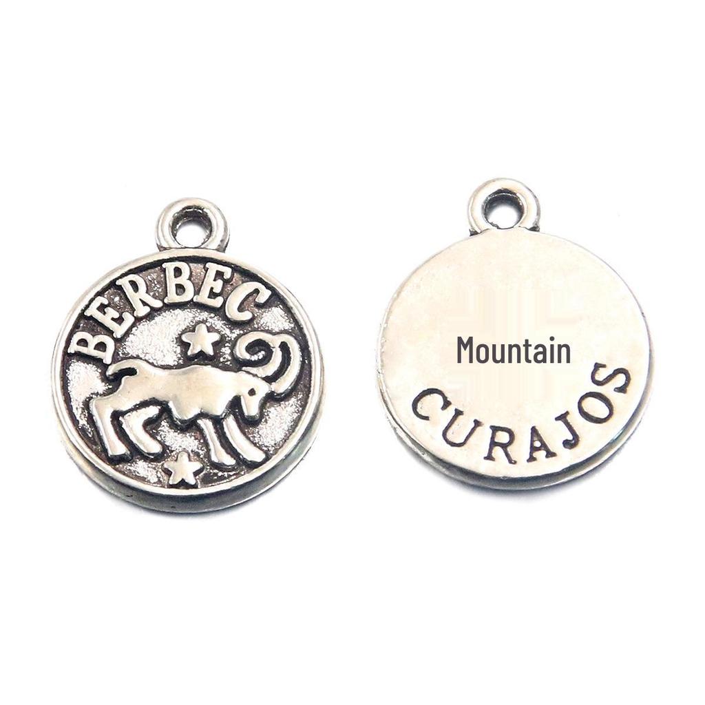 12x15mm Round Zodiac Constellation Pendant: Retro Symbol Alloy Jewelry for DIY Bracelets & Keychains