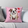 Valentine Bulldog Love Pink Square Pillowcase Polyester Linen Velvet Creative Decor Pillow Case Sofa Seater Cushion Cover 18"