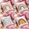 Rainbow Print Cushion Cover Antidustmite Pillowcase Invisible Zipper Silky Short Plush Sofa Cushion Cover
