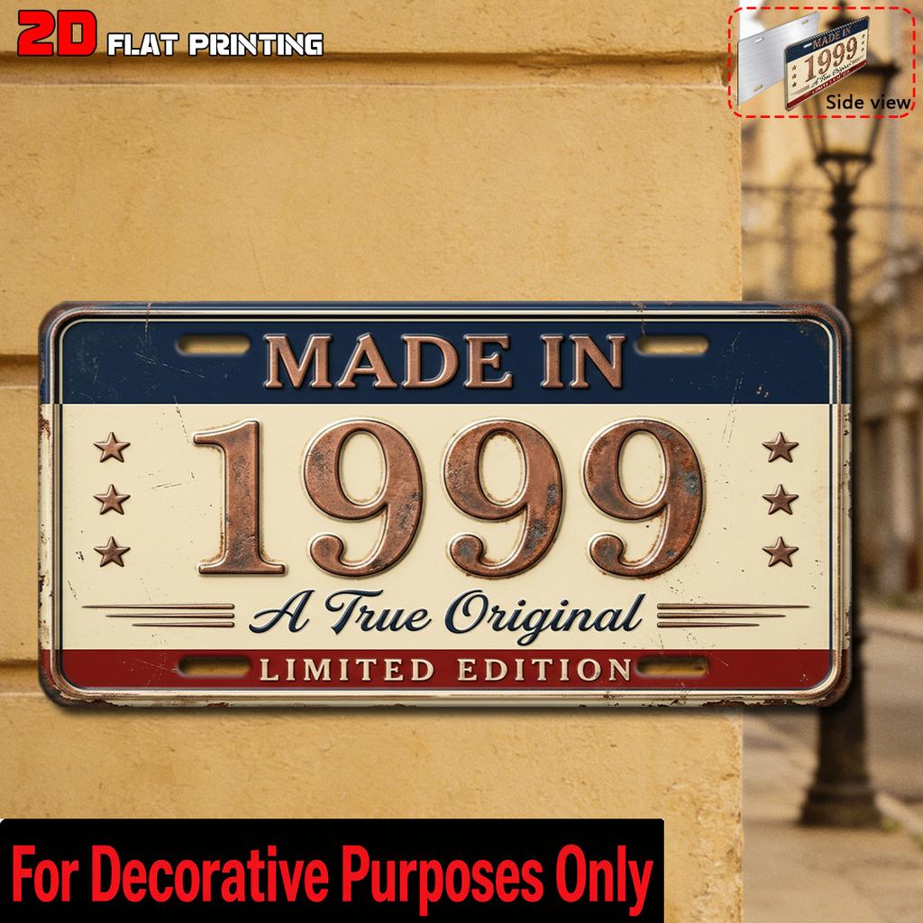 1pc 1999 Vintage Distressed Aluminum License Plate (30.48 X 15.24 cm) Birthday Commemorative Gift, Home Decor, Porch Decor, Patio Decor, Yard Decor, G