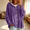 Women's Color Hooded Knit Cardigan with Buttons for Casual Daily Wear