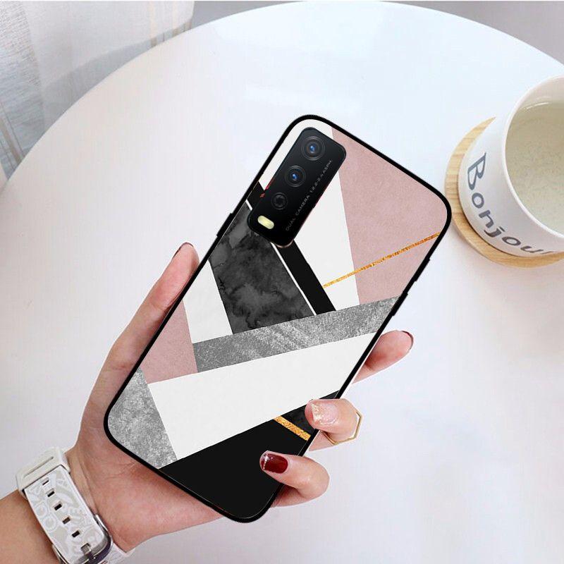 Fashion Geometric Splice Pattern Marble Phone Cover For Vivo Y31 Y30 Y33S Y11S Y12S Y17 Y20 Y21S Y1S Y53S Y15 Y19 Y91C V23 Cases