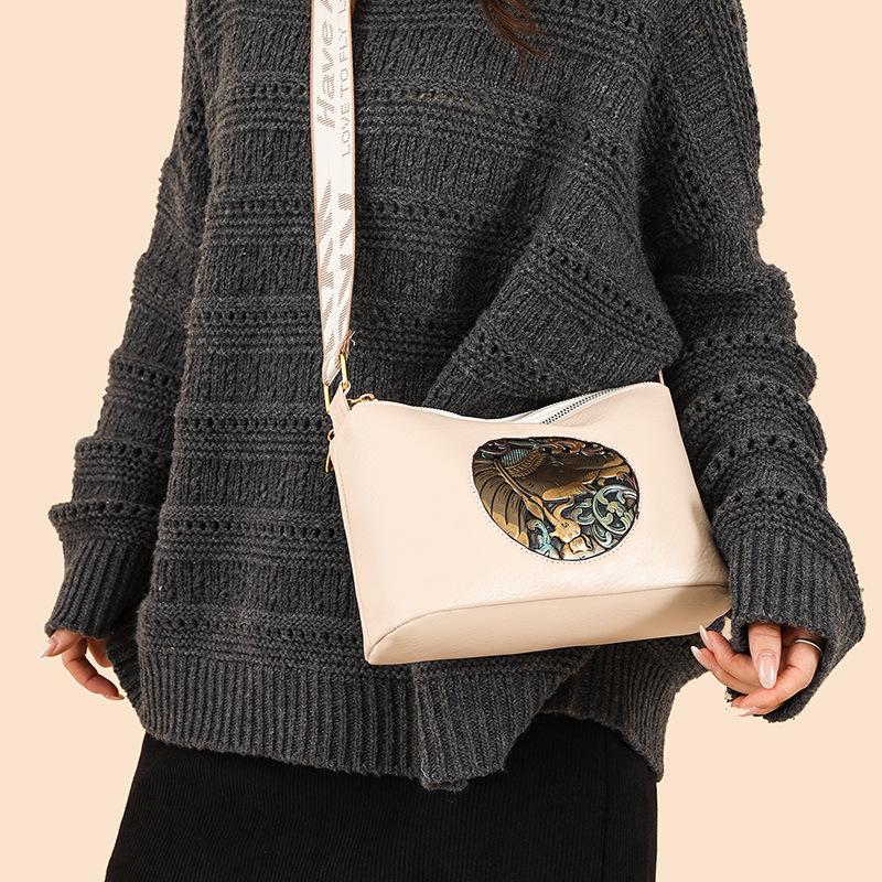 Single-shoulder Bag, Large Capacity, Simple Design, Soft Leather, Suitable for Middle-aged and Elderly People, Crossbody Bag