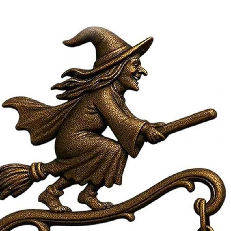 Vintage Halloween Witch Bell Vintage Metal Home Entrance Doorbell Door Wall Mount Spooky Decorative Shopkeeper Welcome Bell