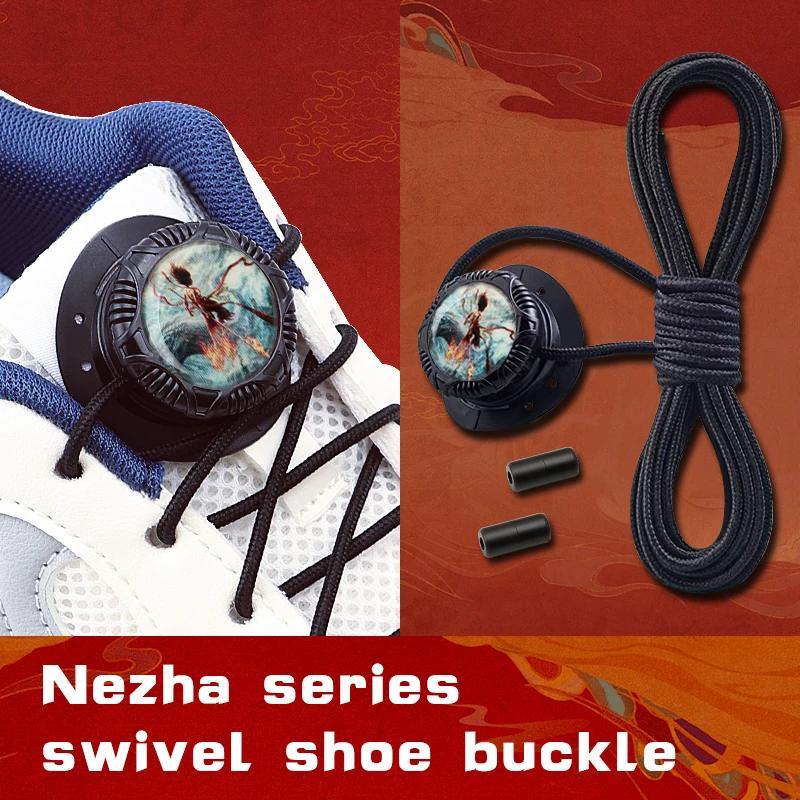 1Pair Swivel Buckle Laces Thick Rope Sneakers Shoelace Nezha Automatic Shoelaces Without Ties Install Simple Shoes Accessories