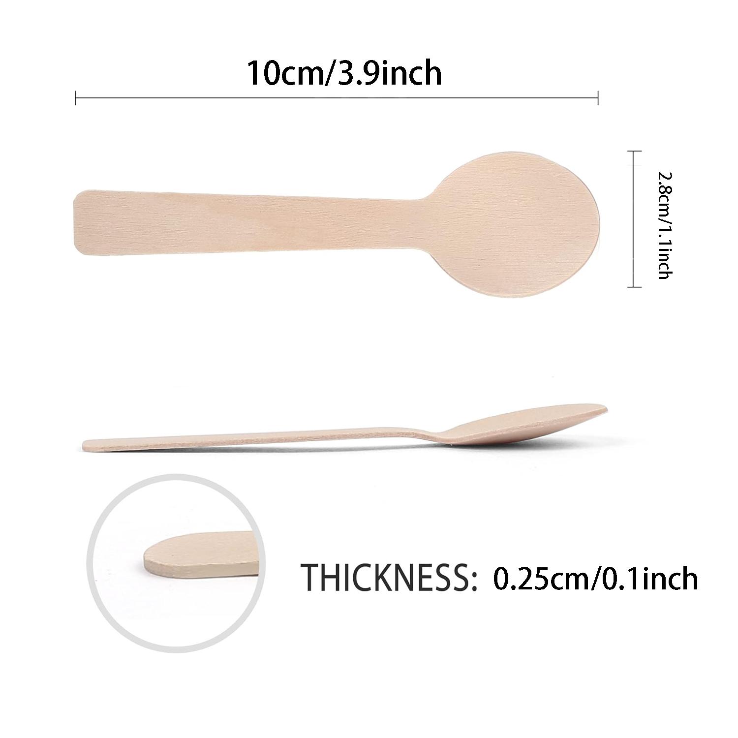 

100 шт. Мини-деревянные ложки для вечеринок 3,9 дюйма Одноразовые десертные шоколадные столовые приборы Вечеринки, Свадьбы, Кемпинг. бежевый