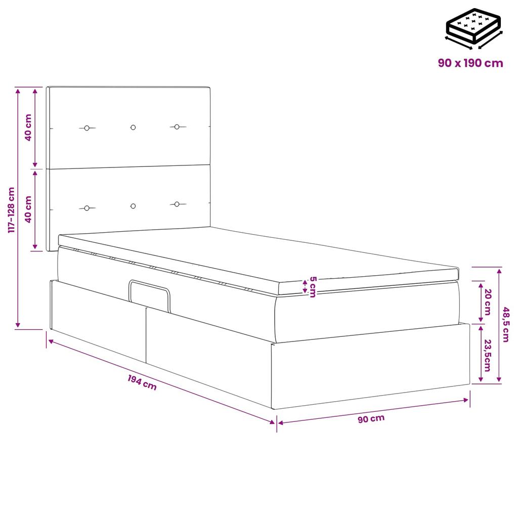 Storage Bed with Mattress Black 90 X 190 Cm Fabric