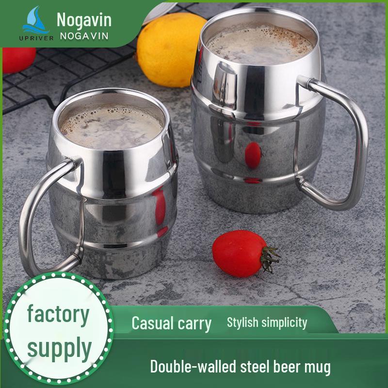 Double-Layer 304 Stainless Steel Mug: Pilsner, Milk, Coffee, Tea, or Kids' Drink with Handle