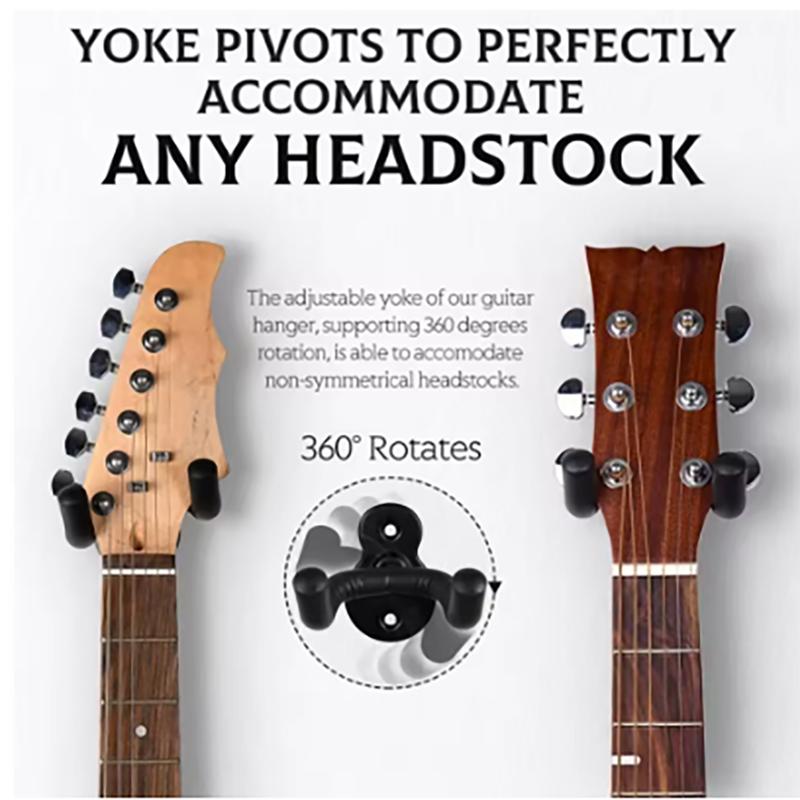 Wall-mounted guitar rack, full-size black hooks suitable for bass mandolin banjo, four-string instruments,and guitar accessories