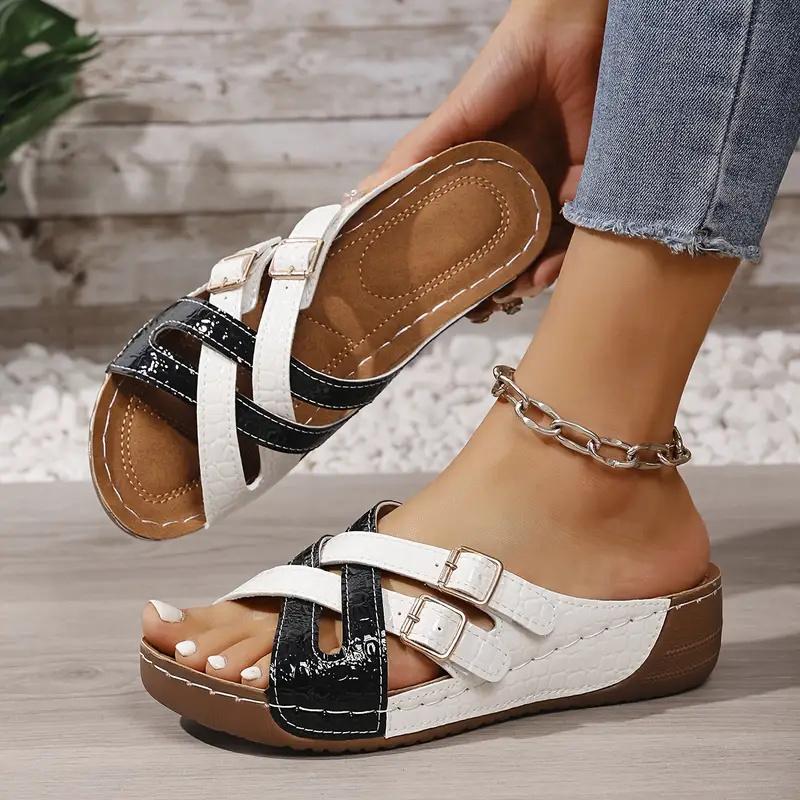 Fashion Summer Women Wedge Slippers Comfortable Orthopedic Sandals Open Toe Slippers Vintage National Style Shoes for Women Slides Women