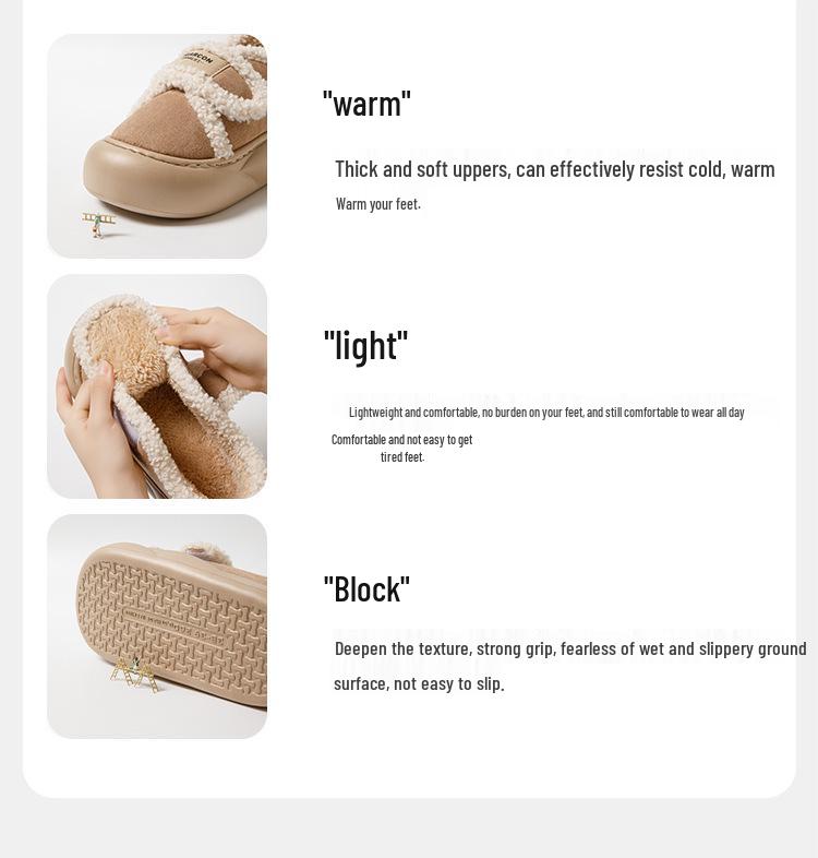 Women's 2025 Indoor/Outdoor Plush Winter Slippers: Thick-Soled, Warm Cotton, Closed-Heel.