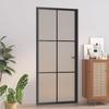 Vidaxl Innentür, 93X201,5 Cm, Schwarz, Mattglas Und Aluminium