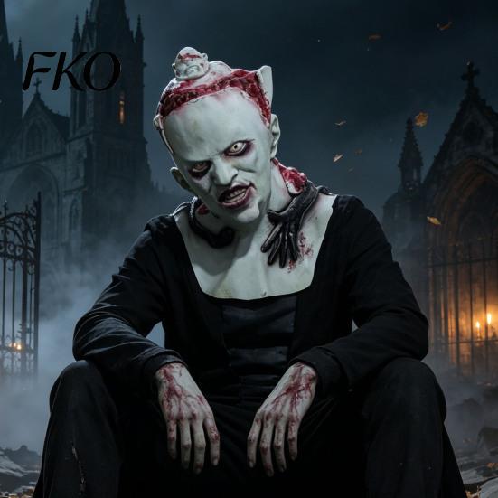 Scary Halloween Costume Accessory Upside Down Demon Latex Full Face Mask, Alien Cosplay Durable Mask Headgear, Creepy Prop for Party Escape Room Stage