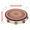 8 Inch Wooden Tambourine Handbell Hand Drum with Double Row 12pcs Metal Cymbals Jingles Musical Percussion Instrument