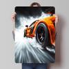 Orange Sports Car Speeding Tin Plaque Poster Customized Wall Art Retro Vintage Metal Signs for Room Bathroom Decor Coffee Bar